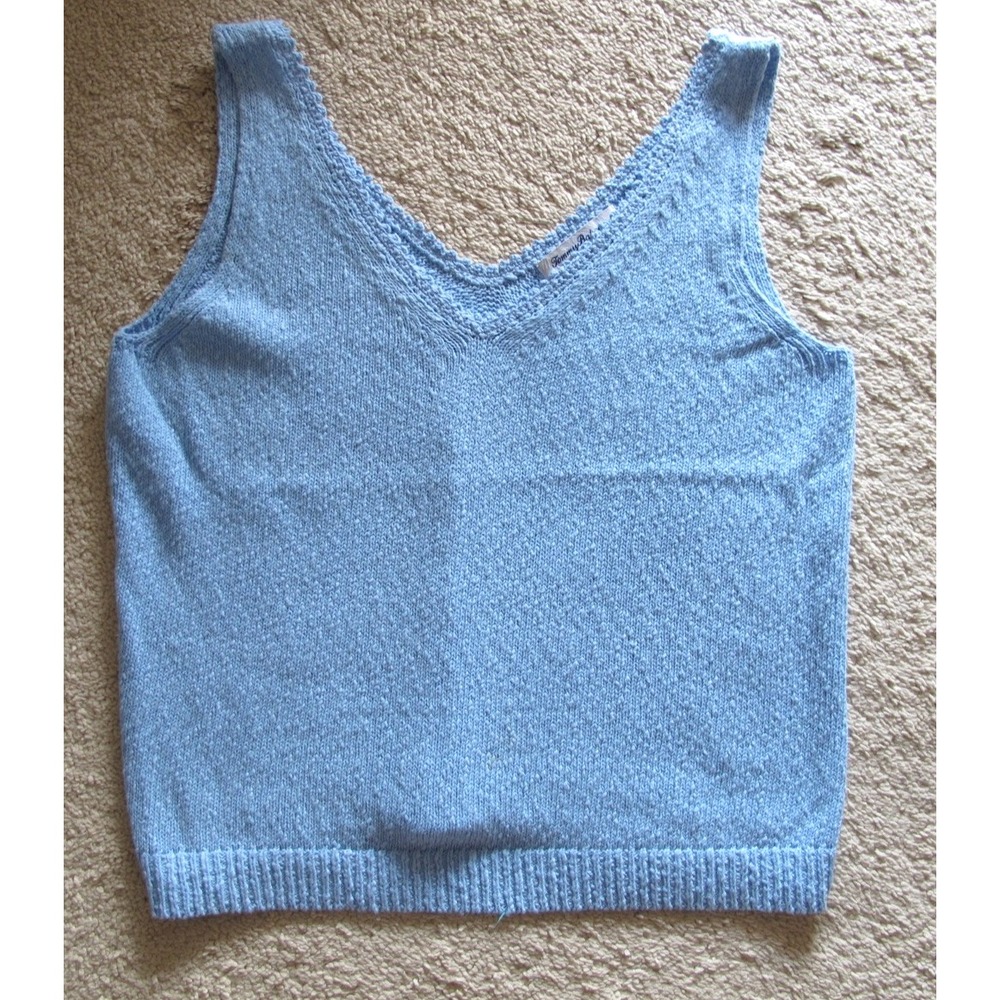 Tommy Bahama V-Neck Cotton/Linen Knit‎ Sweater Tank Top Women's Small Blue